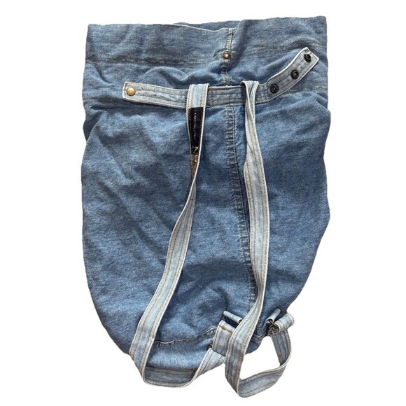 New York Line Vintage 90s Shoulder Bag Denim Backpack Hobo Blue Jeans - Picture 1 of 6